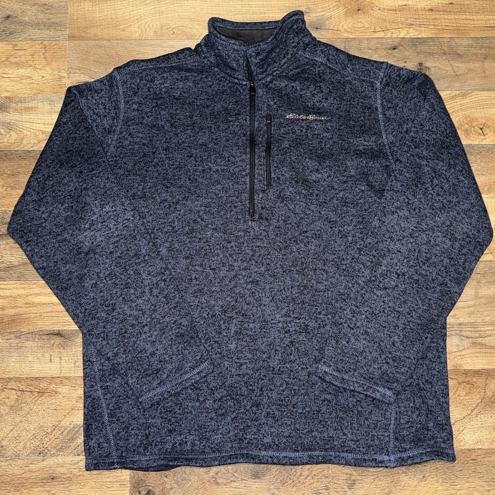 Eddie Bauer Mens Tall Large Fleece Quarter Zip Pullover Blue Outdoor Jacket